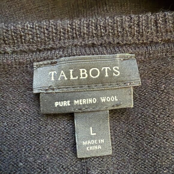 Talbots 100% Merino Wool Crewneck Sweater Pullover Womens Large Black Minimalist - Picture 10 of 11
